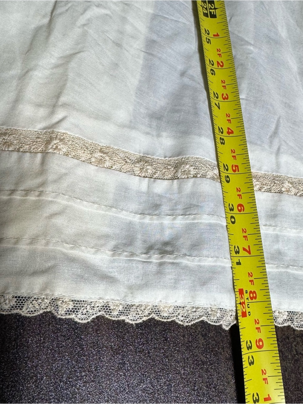 Vtg Paul Alexander Cream Cotton Lace Midi Skirt 8 Prairie Petticoat Cottagecore - Picture 10 of 10